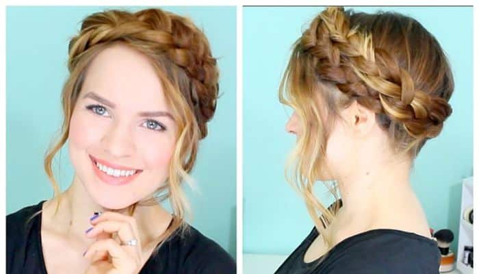 trenzas corona pelo corto